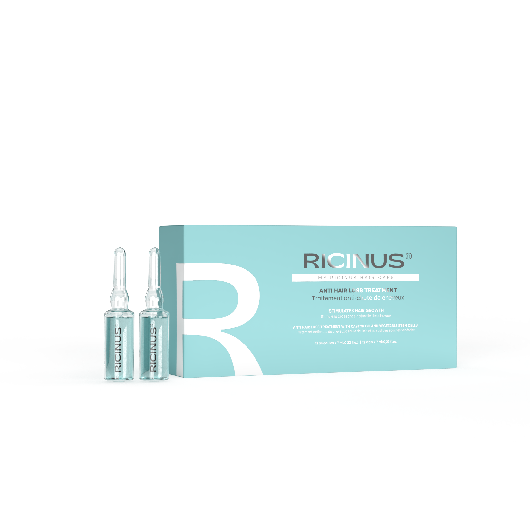 Fiole tratament pentru stoparea caderii parului (12 fiole) Ricinus